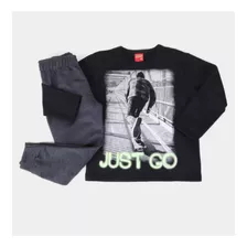 Conjunto Moletom Masculino Kyly Infantil Just Go