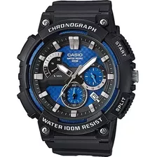Reloj Casio Crono Mcw-200h-2av Hombre E-watch Color De La Correa Negro Color Del Bisel Negro Color Del Fondo Azul
