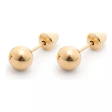 Brinco Bola 4mm Em Ouro 18k (bebe) Recém Nascido