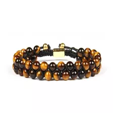 Pulseras Para Hombre Mujer Ajustable Ojo De Tigre Café