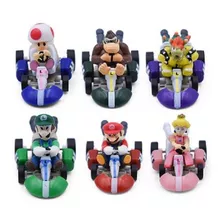 Kit Boneco Carrinho Mario Kart Fricçao Mario Bros 6 Peças