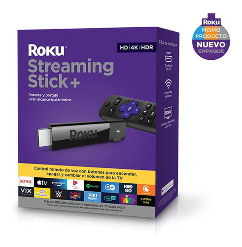 Roku Streaming Stick+ 3810 Control De Voz 4k 1gb Negro Con 1gb De Memoria Ram