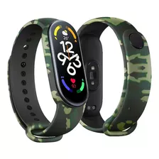 Pulseira Smartband Mi Band 5 6 7 Em Silicone Verde Camuflada