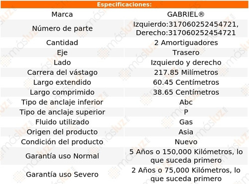 Kit 2 Amortiguadores Tras Gas Rio Para Kia 06/11 Gabriel Foto 2