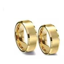 Par De Alianças Tungstênio 8mm Chanfradas C/ Banho Ouro 18k