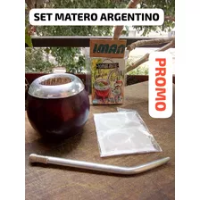 Oferta!set Matero Argentino!mate Calabaza+bombilla+iman+filt