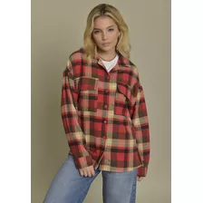 Camisa Xadrez Flanela Oversized Cor Vermelho Dialogo Jeans F