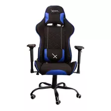 Silla De Escritorio Xzeal Xz25 Gamer Ergonómica Negra Y Azul Con Tapizado De Tela