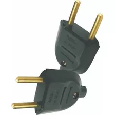 100 Plug Macho 2 Pinos 10a +100 Tomada Femea Preto Radial