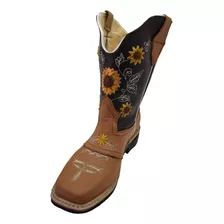 Bota Rodeo Dama Vaquera 100% Piel Girasoles