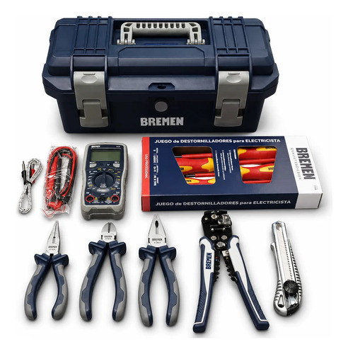 Set Caja Herramientas 16 Bremen Electricista N1 - 12pz Dgm Azul