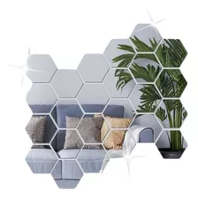 Espelho Decorativo Hexagonal De Acrílico Kit Com 15 Espelho
