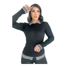 Blusa Tricot Feminina Lã Grossa Inverno