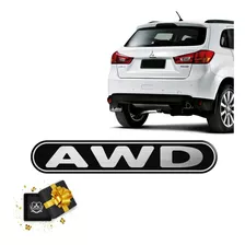 Emblema Logo Awd Asx Outlander Tampa Traseira Mitsubishi Cor Preto