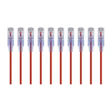 Cable Ethernet Cat6a 10g, 550mhz, 2 Feet, Rojo - Slimrun