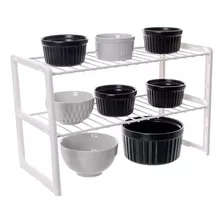 Organizador Rack Armário E Despensa De Cozinha 3 Níveis Cor Branco