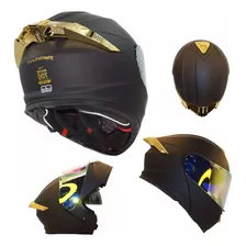 Casco Para Moto Kov Taff Drako Negro Mate Y Dorado Mate Thunder Talla L (59-60cm) 