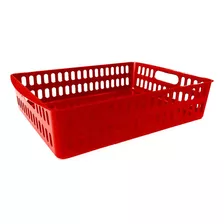 Kit Com 5 Caixas Cestos Organizadores Multiuso 35 X 26 Cor Vermelho