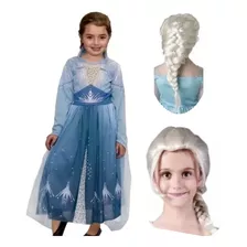 Disfraz Elsa Vestido Con Capa + Peluca Frozen 2 Cotillon