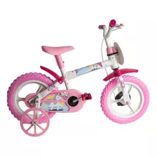 Bicicleta Infantil Aro 12 Com Rodinhas Rosa Unicornio Menina