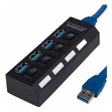 Hub Usb 3.0 4 Portas Com Switch E Led Indicador Suporta 1tb