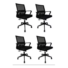 Kit 4 Cadeiras Para Escritório/sala Reuniões Office 