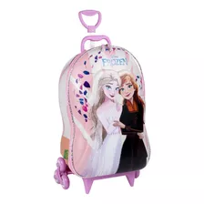 Mochila 3d Frozen Elsa E Anna Com 6 Rodinhas Maxtoy 7573 Cor Rosa Desenho Do Tecido Frozen 2