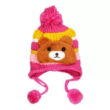 Gorro Lana Niños Diseño De Oso Forrado Chiporro