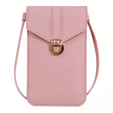 Bolsa Crossbody Lateral Com Visor Touch Screen Para Celular Cor Rose