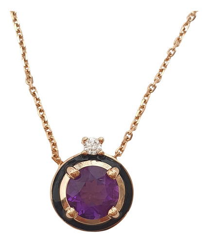 Pingente Vivara Policroma Diamante E Ametista Ouro 18k 750 Rosa