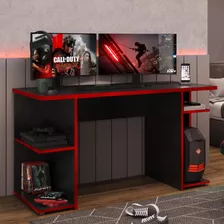 Escrivaninha Gamer Móveis Carraro De 136cm X 75cm X 60cm Vermelho