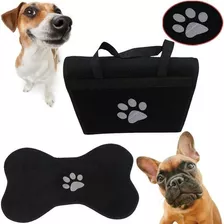 Kit Bolsa Pet Gato Cachorro Pata + Tapete Pet Animal Preto