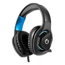 Auriculares Gamer Negros Y Luz Led Azul Micrófono Pc C/mute