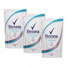 Kit 3 Refis Sabonete Líq Rexona Fresh Antibacterial 200ml