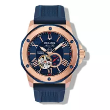 Reloj Bulova Marine Star 98a227 Oro Rosa Azul