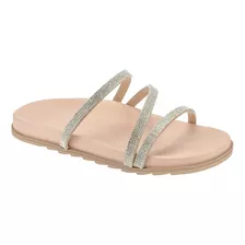 Sandália Papete Feminina Birken Tira Strass Confortável Flat