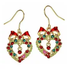 Aretes Anzuelo - 18k Gold Plated Cz Rhinestone Christmas Dro