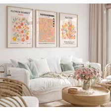 Set De 3 Cuadros Matisse Con Vidrio Abstractos Nuevos Flores