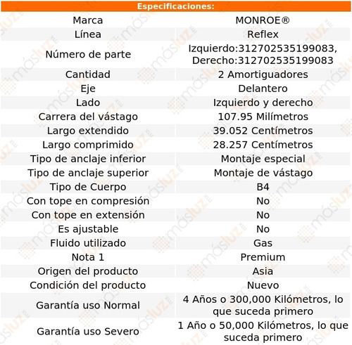 Kit 2 Amortiguadores Del Gas Reflex H3t Hummer 09/10 Monroe Foto 3