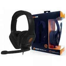 Headset Gamer Multiplataforma Brutal Oex Hs412 Com Som 7.1 Cor Preto Cor Da Luz Laranja