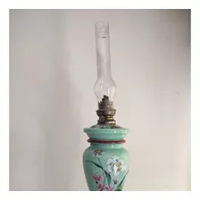 Hermosísima Lámpara De Mesa A Querosene Francés De Porcelana