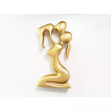  Escultura Decorativa Mãe E Filho Dourado 12 X 3,5cm