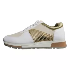 Tenis Casuales Para Dama Perugia Blanco/oro (20021)