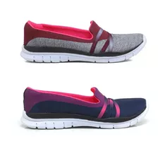 Kit 2 Pares Tenis Feminino Slip On Corrida Academia Leve 