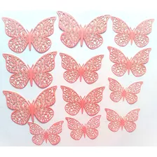 Mariposas 3d Pegatinas Pared, 12 Uds. Decoración Palo Rosa