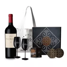 Box Nieto Malbec + 2 Copas Negras Personalizadas. P/regalo!