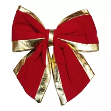 Laço Grande Texturizado Vermelho/dourado Enfeite Natal 30x35