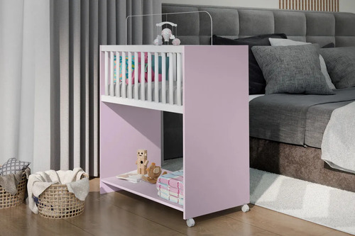 Mini Berço Baby Branco/rosa - Eficaz Móveis