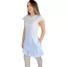 Jaleco Feminino Manga Curta De Zíper Gabardine