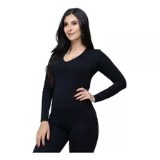 Blusa Térmica Decote V Segunda Pele Feminina